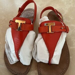 Tory Burch orange Leather Sandals